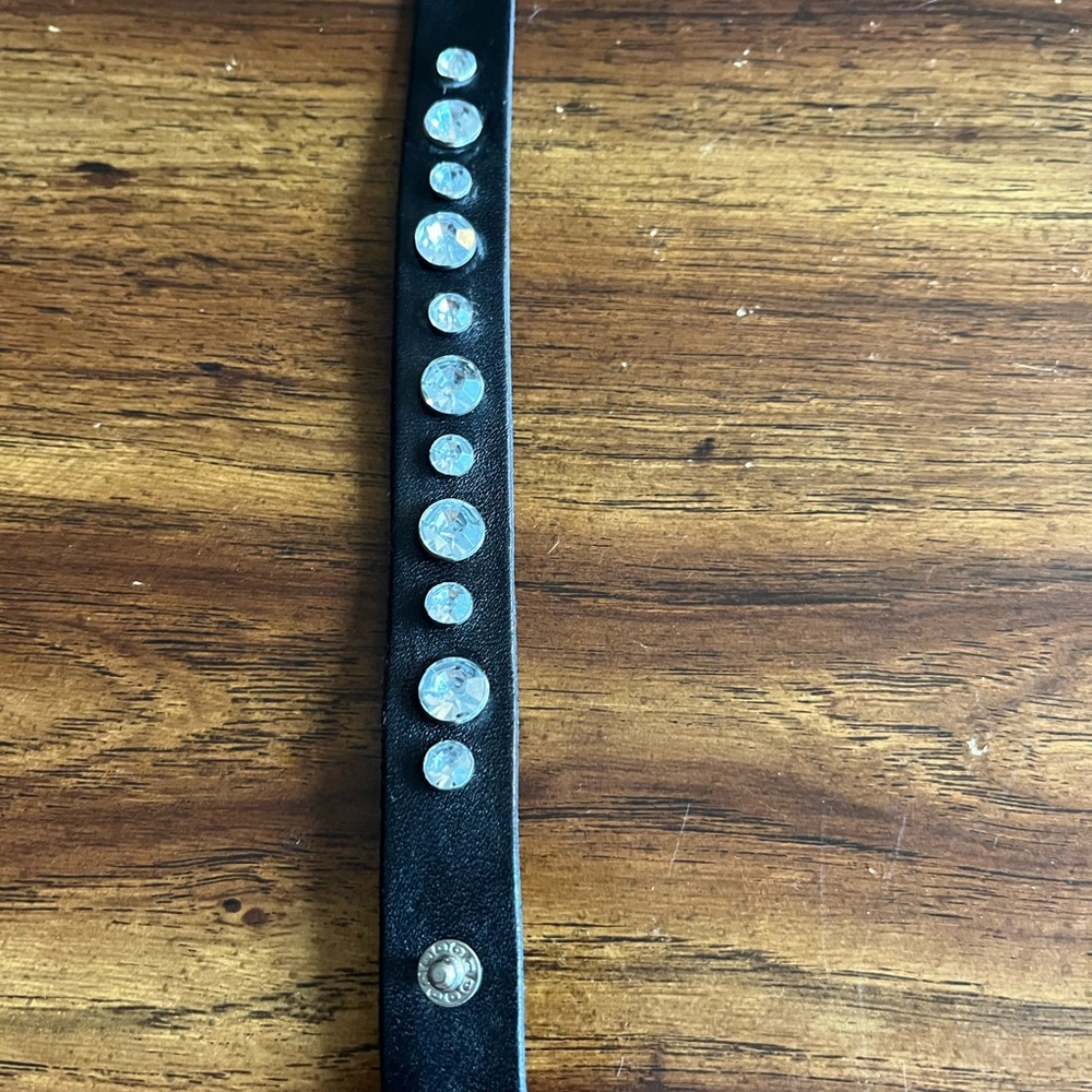 Black Leather Bracelet with Silver Accents
